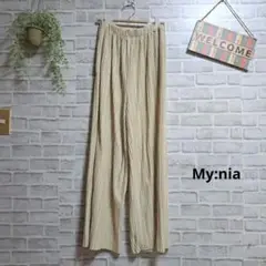 My:nia ワイドパンツ リブパンツ 美品 大人可愛い ゆったり ストレッチ