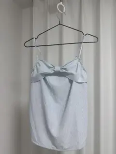 水色ストライプリボンキャミソール