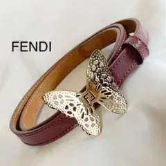 希少 超美品 FENDI 蝶のモチーフがとても可愛いレザーベルト イタリア製