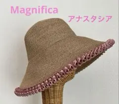 ♡Magnifica 麦わら帽子 ストローハット ピンクフリル エレガント♡