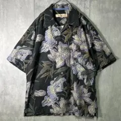Tommy Bahama 高級 シルク アロハシャツ 開襟 くすみ 総柄 L