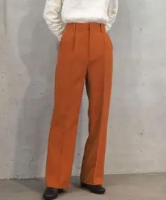 ティップトップ センタープレスセミフレアスラックス ブラウン テラコッタ S