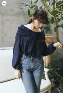 Herlipto Easy Essentials top ネイビー有吉トップス