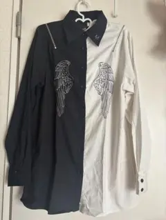LISTEN FLAVOR バイカラーロングシャツ