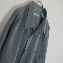 CAMPIA ポリシャツ クラウディブルー 長袖 ドレープ感 光沢 XL