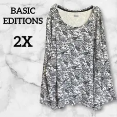 BASIC EDITIONS【2X】ベーシック・エディションズ ネイビー 花柄