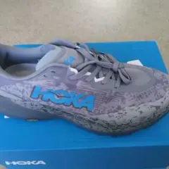 HOKA グレー/ブルー 迷彩シューズ 28cm