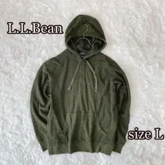 L.L.Bean ヘンリーネック　フーデットパーカー（L）カーキグリーン系