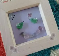 ぷっくり小鳥さんの告白　大好きです　シーグラス　きらきらフローライト　癒し