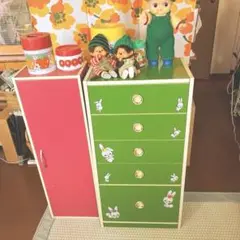 昭和レトロ レトロポップ キャビネット チェスト 当時物 インテリア ピンク