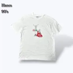 90'sHanes トナカイXLシングルステッチ BEEFY-T