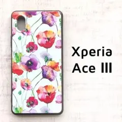Xperia Ace Ⅲ カバー カラフル 花 赤