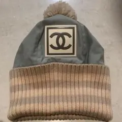 CHANEL 水色 シャネル ユニセックス ニット帽 スポーツライン ニット帽