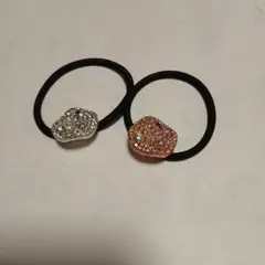 ラインストーンサークルモチーフヘアゴム2個セット