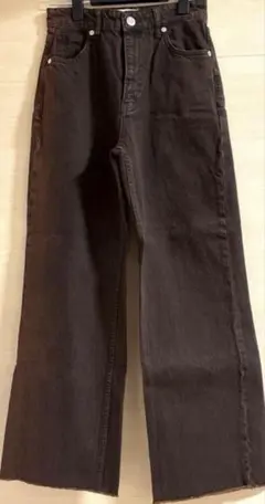 美品 ZARA ハイウエストワイドストレートデニム 34