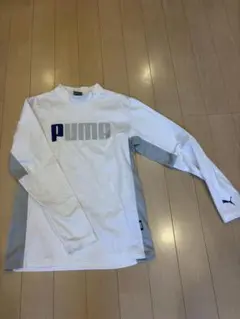 PUMA 長袖シャツ ホワイト/グレー シミ汚れ有り