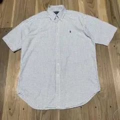 RALPHLAURENラルフローレン ボタンダウンシャツ 半袖チェックシャツ L