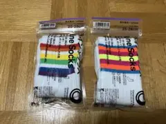 ファミマ ラインソックス レインボー 蛍光オレンジ 25-28センチ 2足セット