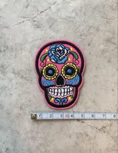 アイロンワッペン☆メキシカンスカル　リメンバーミー　骸骨ドクロ　ガイコツ