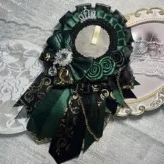 【 No.5 緑 × 黒 】色違い◎ 痛ロゼット ハンドメイド