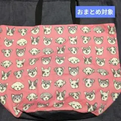 ●超ドでか●子犬柄(ピンク②)バケツ型エコバッグ