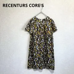 RECENTURS CORE'S 半袖サテンワンピース 総柄 ブラウン M