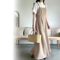LAUIR ラウアー ショルダー リボン キャミ ワンピース М ベージュ 美品