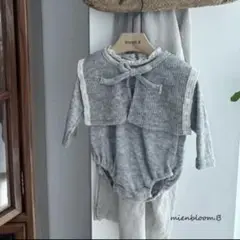 mien bloom.b / ロンパース　つけ襟　セット　グレー　秋服　長袖