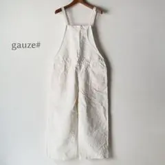 gauze#／日本製 コットンリネンサロペット ホワイト 白 オールインワン