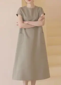 Aライン ワンピース フレンチスリーブ