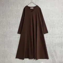 【marjour】Aラインワンピース (S) 長袖 フレア ポケット シンプル