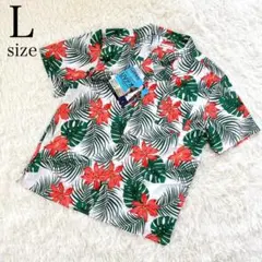新品☆アロハシャツ メンズ L かりゆしシャツ 半袖 花柄 シャツ