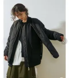 レイヤードキルティングブルゾン