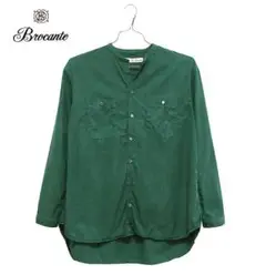 Brocante ノーカラー長袖ロングシャツ　チュニック　スタンドカラー　日本製