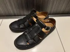 ブラックレザー ストラップサンダル