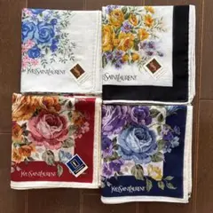 未使用　イヴサンローラン　ハンカチ4枚　オールド　YSL バラ　ローズ　花柄