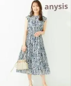 エニィスィス　anysis フルールワンピース　花柄ワンピース　フレンチスリーブ