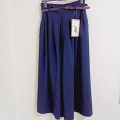 新品 スカンツ ワイドパンツ ゆったりパンツ バックゴム レディース ベルト付き