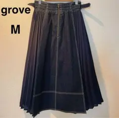 美品★grove デニムサイドプリーツスカート　M タグ付き