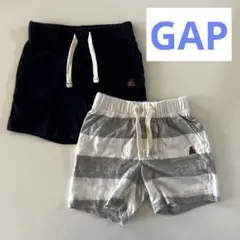 【GAP】半ズボン2点セット ネイビー・ストライプ 12-18M（80サイズ）