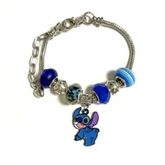 スティッチ 青シルバー ブレスレット ディズニーキャラクター メンズアクセサリー