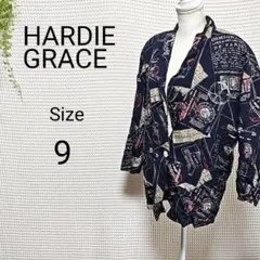 HARDIE GRACE ネイビー印刷柄シャツ サイズ9