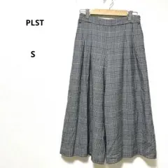 PLST プラステ　チェック　ワイドパンツ　フレア　ハイウエスト　S