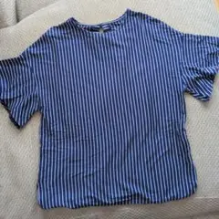 UNITED ARROWS　ネイビーとホワイトのストライプ半袖シャツ