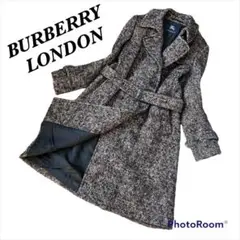 美品 BURBERRY LONDON ダブル シャギーコート ロング ベルト