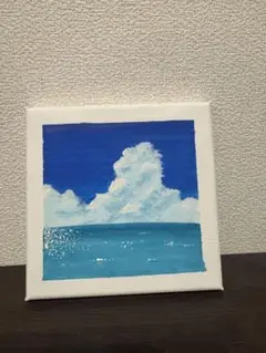 青空と雲の油絵(20cm x 20cm)