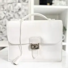 エルメス サックアデペッシュ27 エプソン 白 シルバー金具 □K刻印