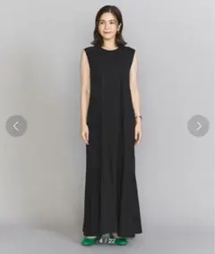 BEAUTY&YOUTH コットンレーヨン フレア ノースリーブ ワンピース