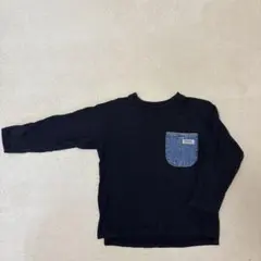 BRANSHES 黒 長袖カットソー デニムポケット付き