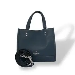 美品　コーチ　2way ショルダーバッグ　デンプシー　トート22 レザー　紺